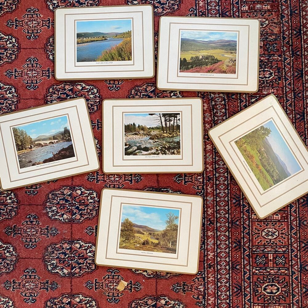 Pimpernel "Royal Deeside" Scotland Set of 6‎ Cork Backed Placemats 12" x 9"